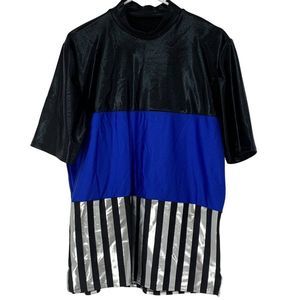 Creative Costuming Shirt Costume Festival Stand Collar Short Sleeve Metalic 3098